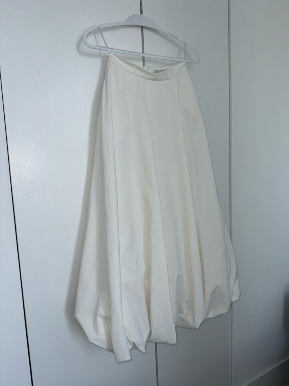 Cream Bubble-Hem A-Line Skirt